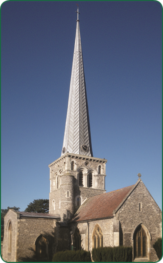 St Mary's Old Town Hemel built 1140 showing leaded spire